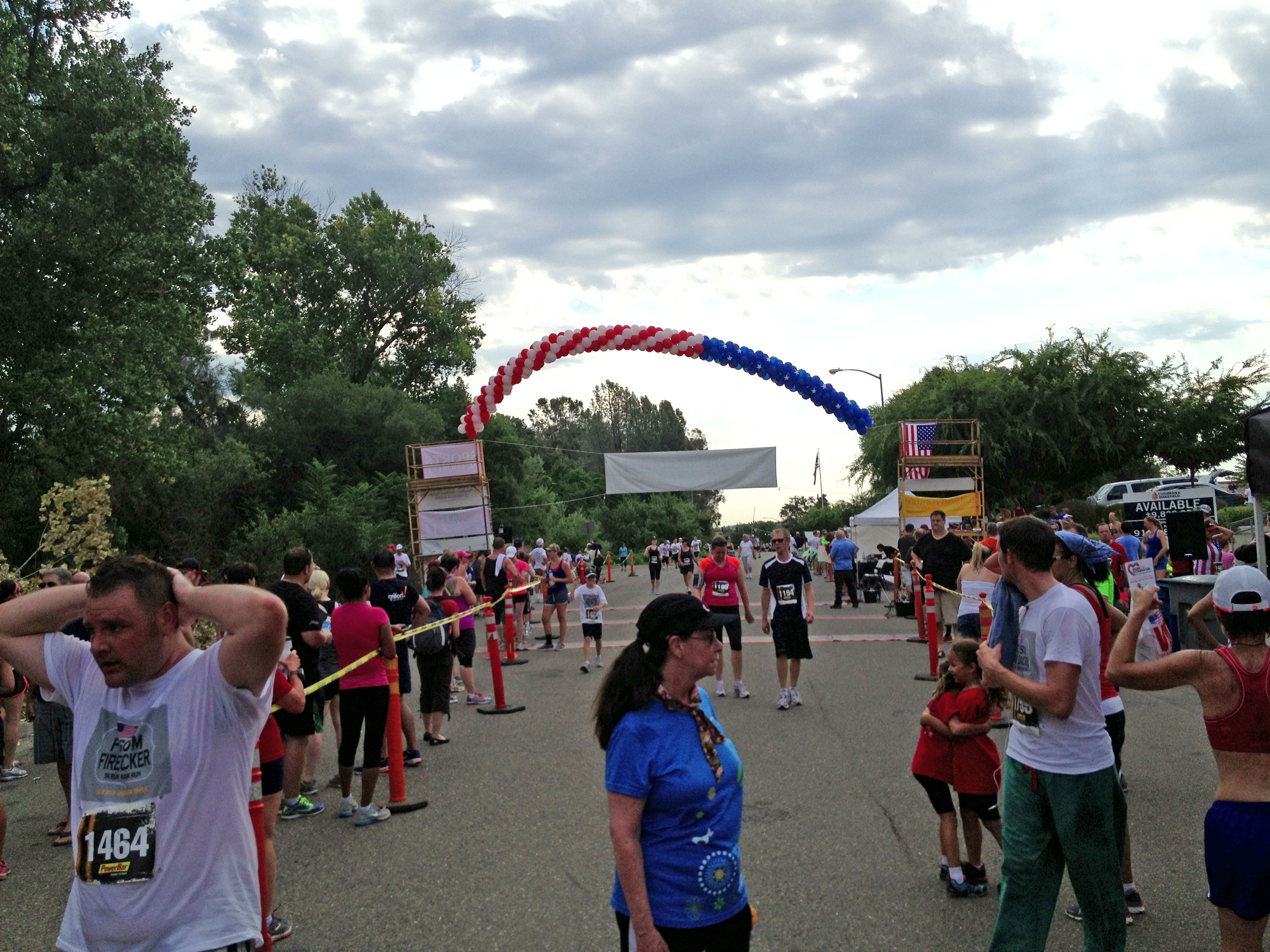 Finish Line under a balloon arch